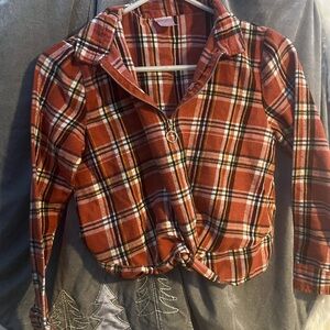 Trendy Red Plaid Zip-Up Shirt
